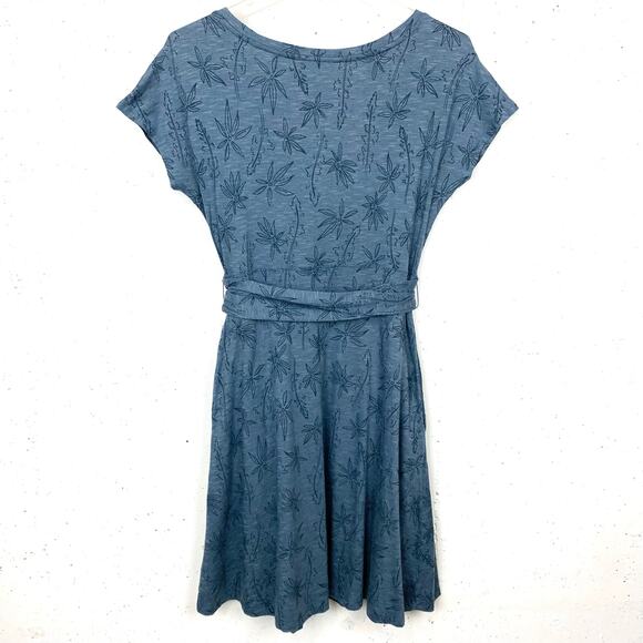 Toad&Co Womens Cue Wrap Short Sleeve Dress Pockets Blue Floral Print Size Small - Picture 2 of 10